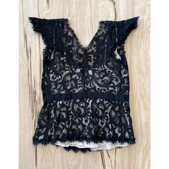 Diane Von Furstenburg Essex Black Lace Wrap Blouse Size 4 - Picture 2 of 10